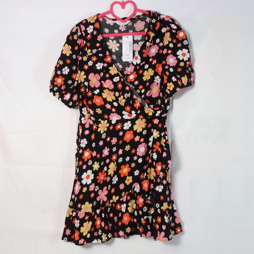 Miss Selfridge Floral Mini Dress - Black, Pink, Orange, Yellow